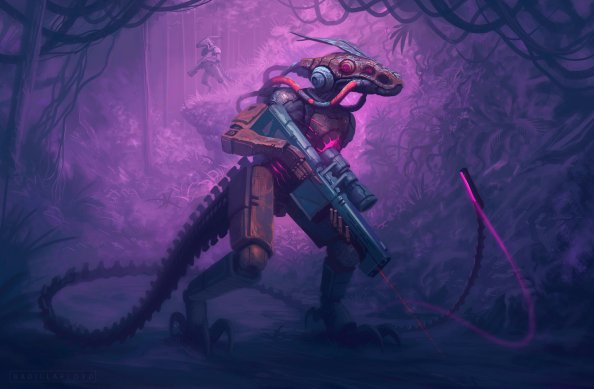 Warrior Robot With Dinosaur