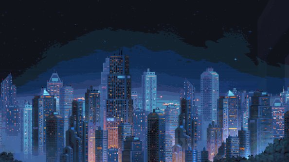 Buildings Retro Artwork 4k