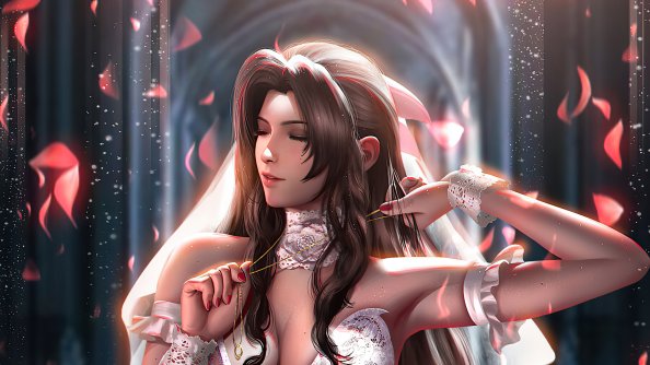 Bride Aerith Final Fantasy Artwork 4k