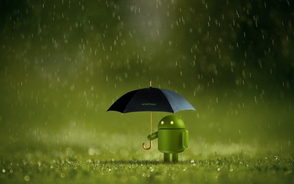 Android Doodle With Umbrella 4k