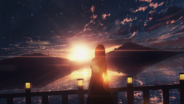 Anime Girl Ocean View 4k