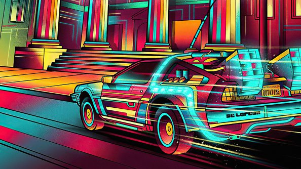 Back To The Future Colorful Delorean