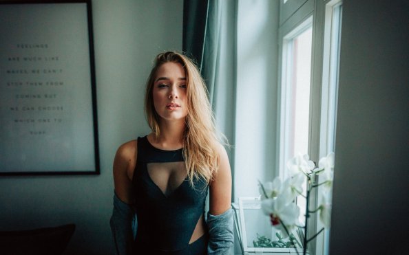 Blonde Attractive Girl Indoor