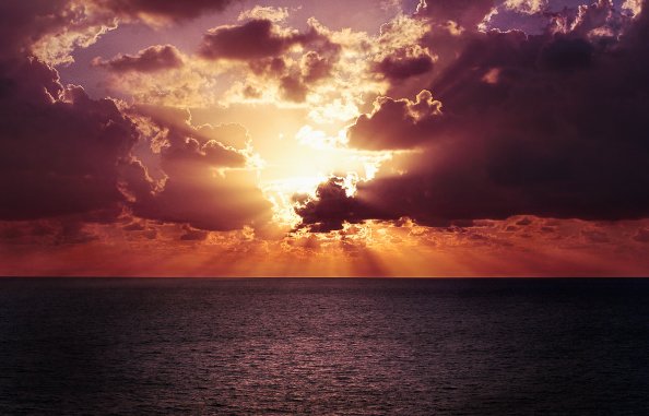 Horizon Ocean Sunset 4k