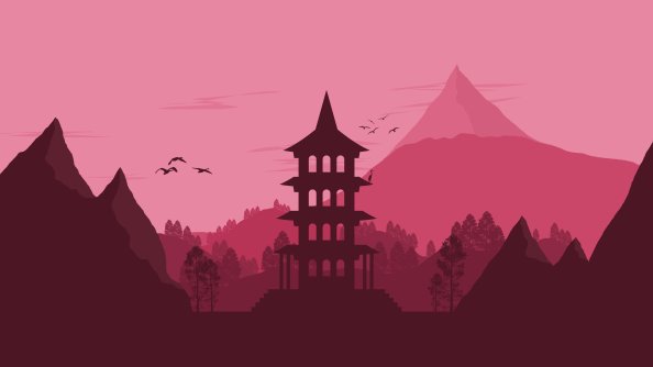 Japan Landscape Vector Minimalist 4k
