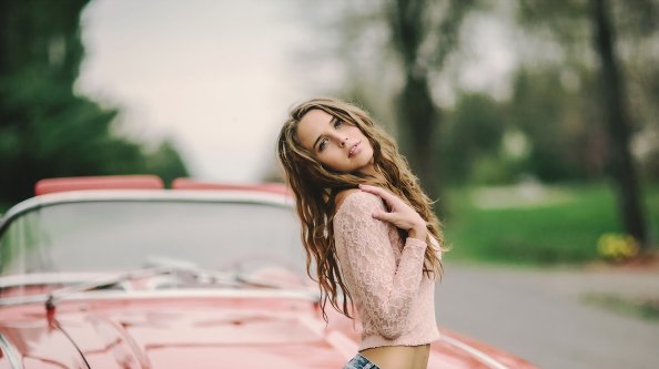 Blonde Girl With Car