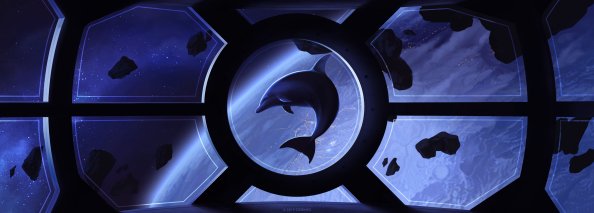 Spaceship Dolphin Night Painting 5k