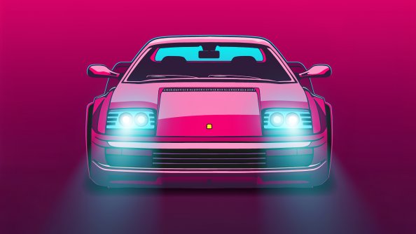 Retro Ferrari Minimal Art 4k