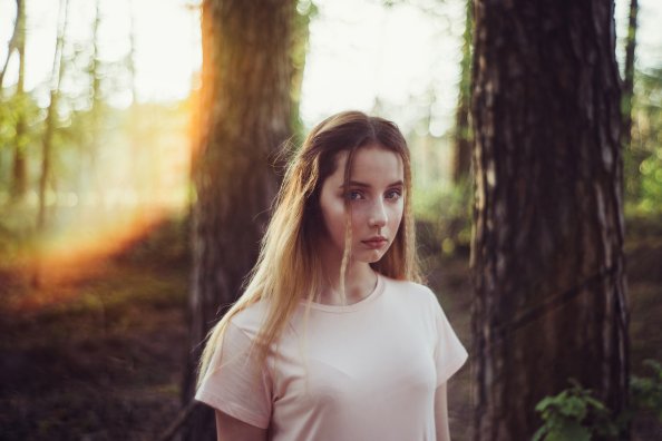 Girl Evening Forest Shoot 4k