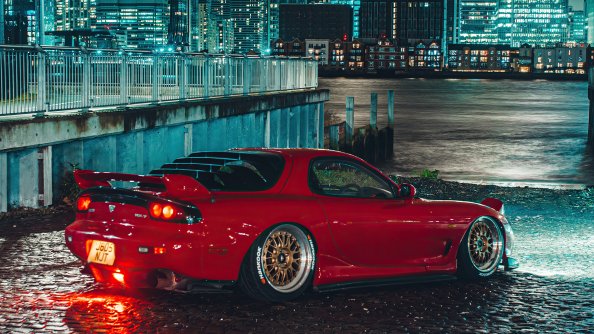 Red Mazda Rx7 On Streets K4