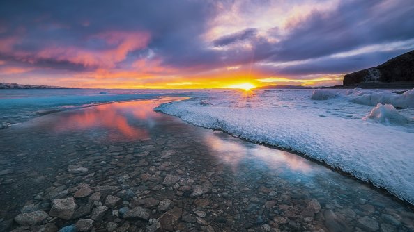 Ice Rocks Cold Ocean 4k