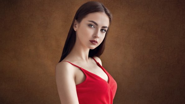 Beautiful Girl In Red Dress