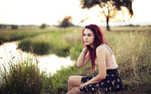 Redhead Girl Outdoors 4k