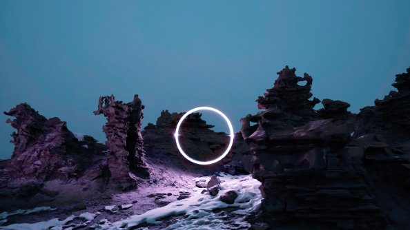 New Space Light Landed In Rocks And Ice 4k