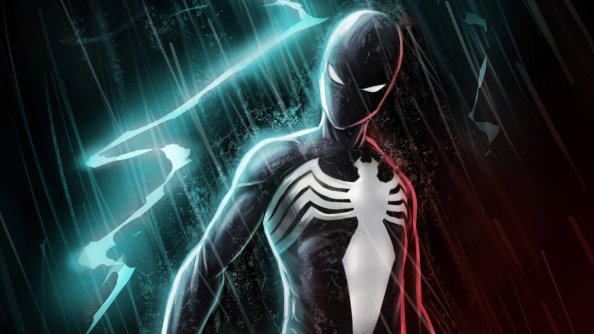 Black Spiderman Lightning 4k
