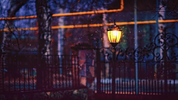 Street Light Fence 4k