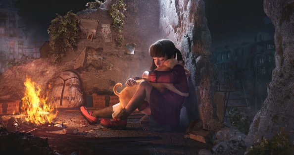 Alone Crying Girl With Dog