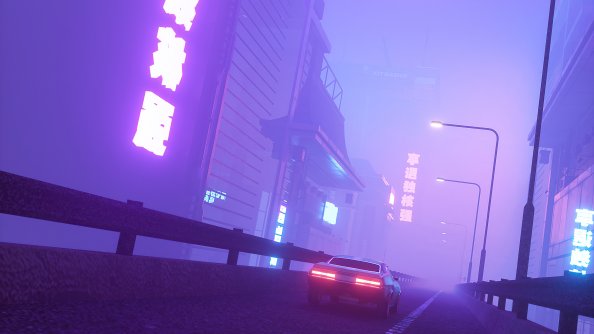 Car In Neon City 4k