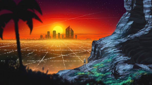 Watching City Sunset From Cliff 5k