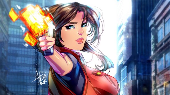 Pointing Weapon Girl Artistic Art