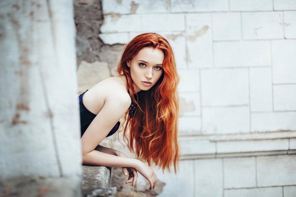 Blonde Girl Leaning On Window