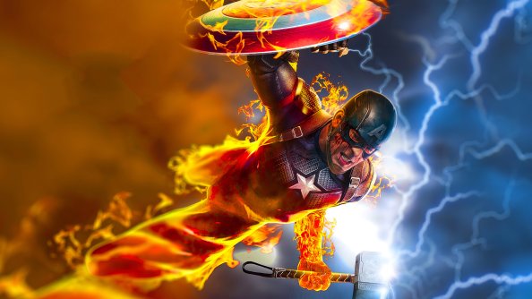 Captain America 4k Burning Hammer