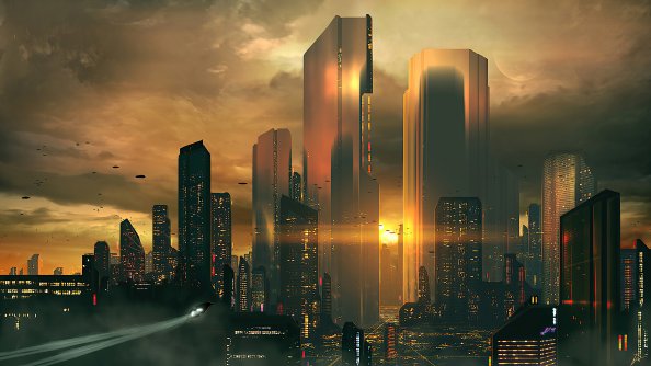 Silhouettes Of Future City 4k