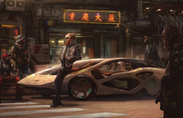 Cyberpunk Girl With Car