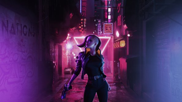 Cyberpunk Girl On Streets 4k