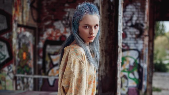 Colorful Hair Girl Nose Pierced