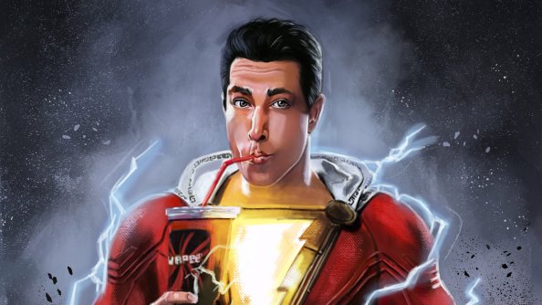 Shazam Drinking Coke