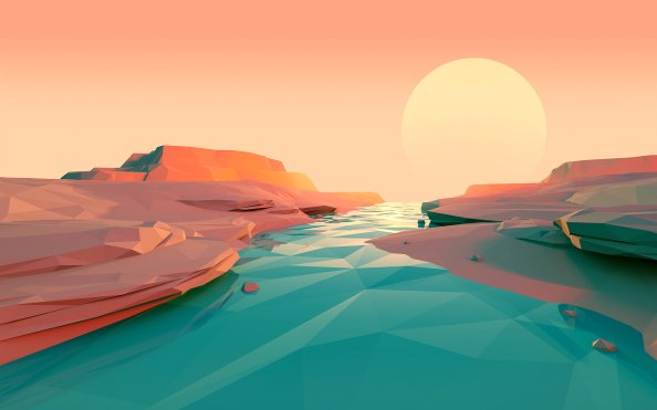 Polygon Lake Sunset Minimalist