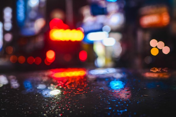 Rainy Day Lights Water Drops 4k
