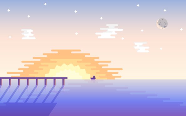 Sunset Boat Minimal 4k