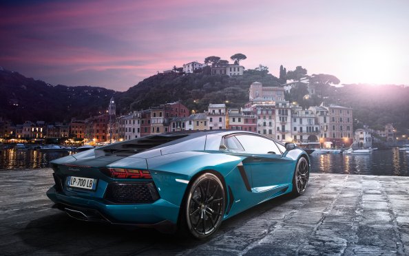 Sea Green Lamborghini Aventador 4k