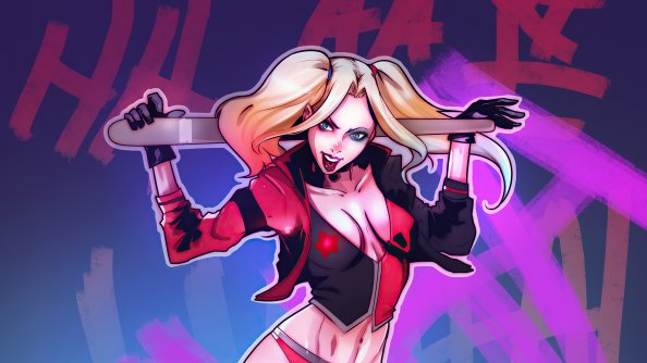 Harley Quinn With Base Bat Fan Art 4k