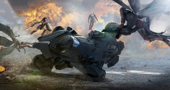 Wonder Woman Saving Batobile From Parademons Artwork