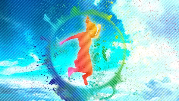 Artistic Woman Background Rainbow Colorful Sky 4k