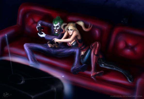 Harley And Joker Playing Games