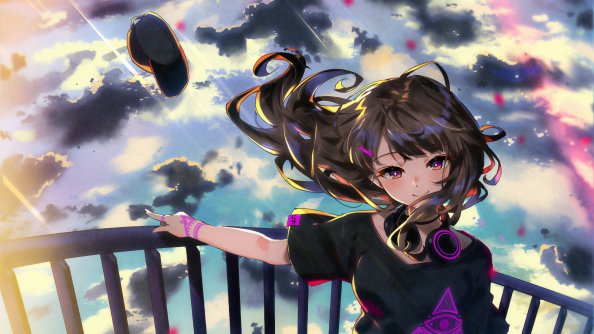 Anime Girl Standing At Height 4k