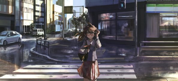 Anime Girl Crossing The Street