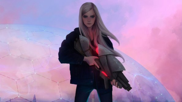 Blonde Girl With Gun Science Ficiton