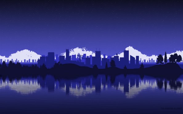 Blue Cityscape Minimalist