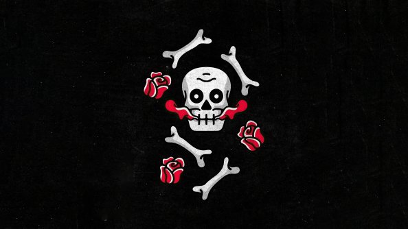 Skull And Roses Dark Minimal 4k