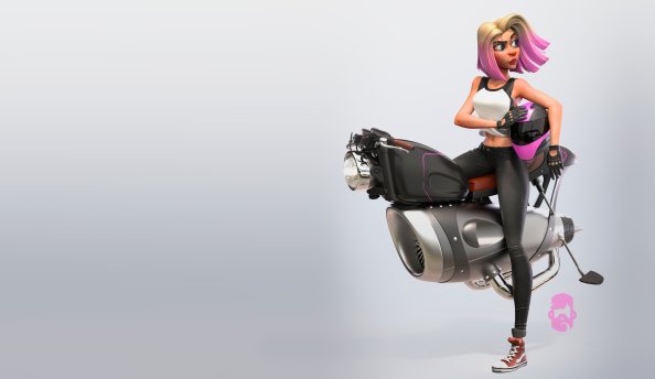 Short Hair Girl On Vehicle Artwork