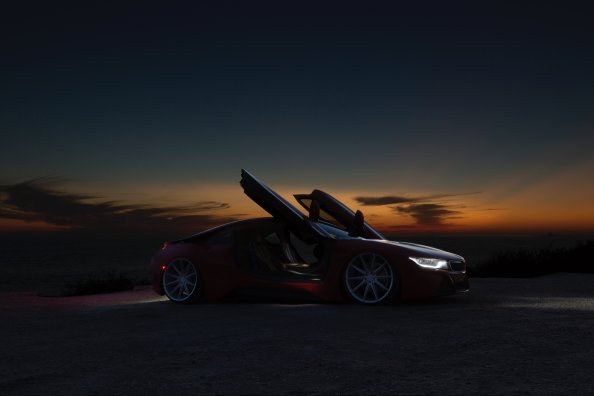 Sports Car Sunset By Beach 5k