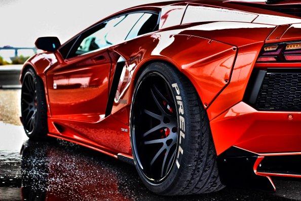 Red Lamborghini Aventador Rear
