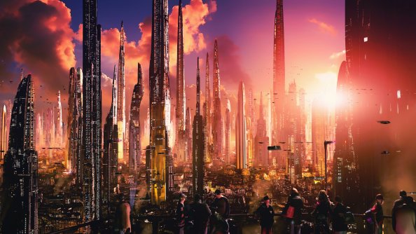 Futuristic City Tall Buildings Concept Art 4k