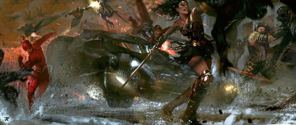 Justice League Flash Wonder Woman Aquaman Artwork