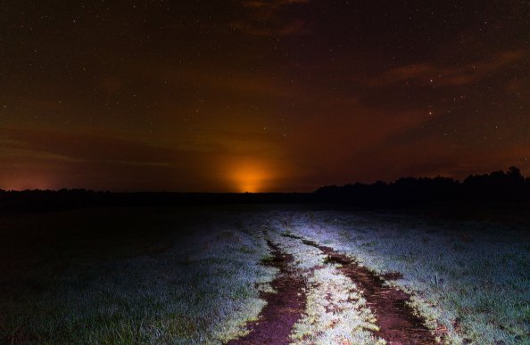 Field During Night Time 8k